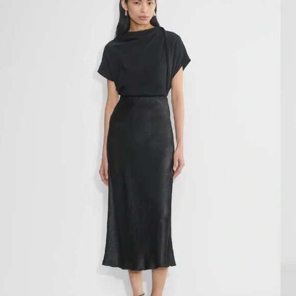 Aritzia Babaton Slip Satin Maxi Skirt Black Size 00 - Picture 4 of 12